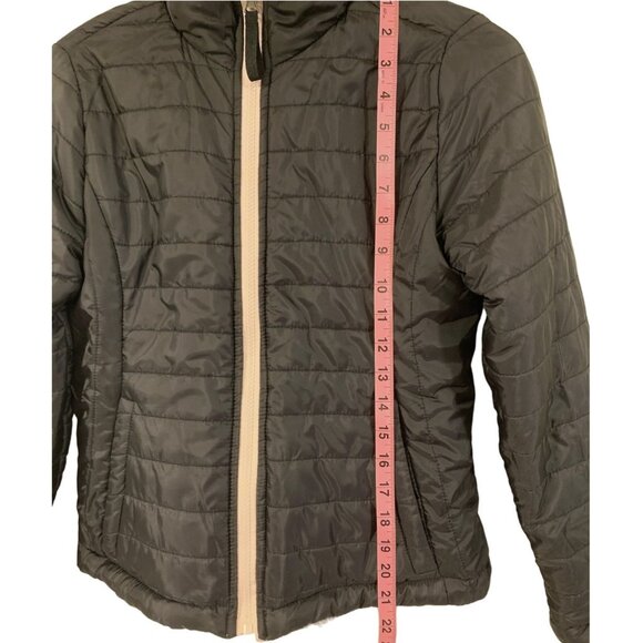 ME JANE Reversible Sherpa Jacket Womens Medium Full Zip Quilted Fuzzy Coat Warm - Picture 5 of 7